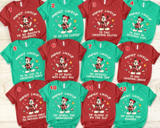 Discover Disney Christmas Most Likely To Shirt, Disneyworld Christmas All Characters Shirt, Disney Christmas Shirt, Mickey and Friends Xmas
