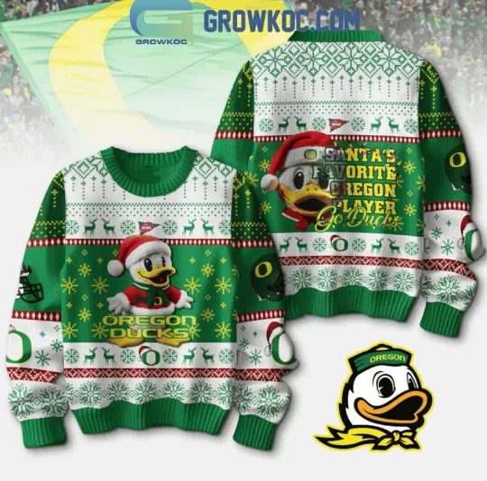 Oregon Duck Santas Favorite Oregon Player Christmas Ugly Sweater