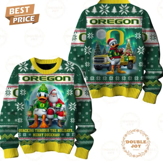 Discover Oregon Duck Quacking Through The Holiday Merry Duckmas Ugly Sweater