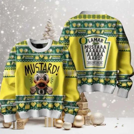 Discover Oregon Duck Mustard Kendrick Lamar Christmas Ugly Sweater