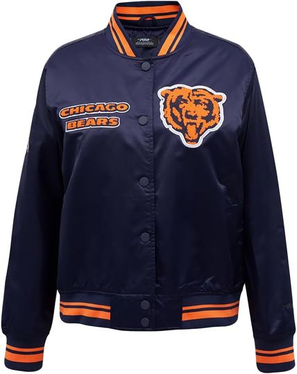 Discover Pro Standard Womens football Chicago Bears Retro Classics Satin Jacket Midnight Navy/Orange/Midnight Navy L
