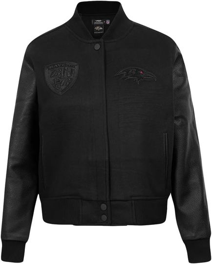 Discover Pro Standard Womens football Classic Triple Black Varsity Jacket
