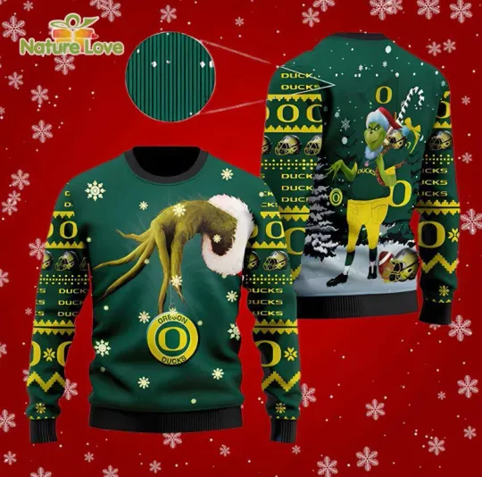 Oregon Duck funny character Ugly Christmas Sweater Gift For Football Fans