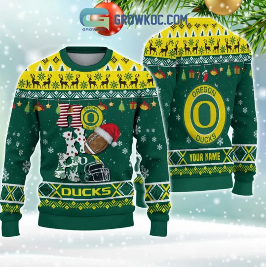 Custom Oregon Duck Ncaa Ho Ho Ho Snow Christmas Ugly Sweater