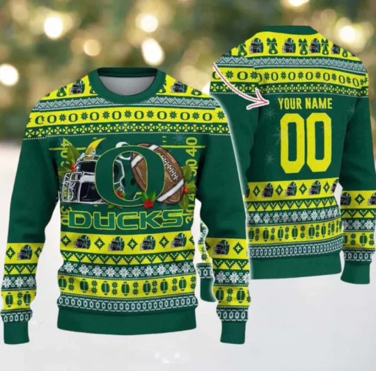 Personalized Oregon Duck Logo Football Ncaa Ugly Christmas Sweater