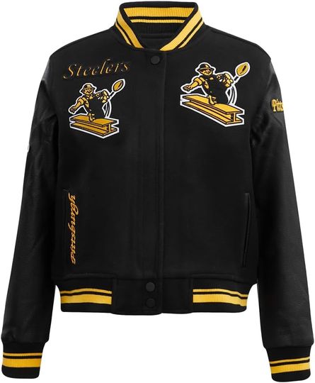Discover Pro Standard Womens football Pittsburgh Steeler Retro Classics Varsity Jacket Black/Yellow L