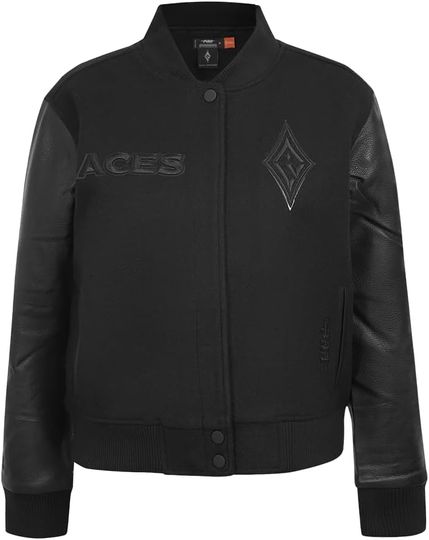 Discover Womens Classic Triple Black Varsity Jacket, Not Leather, Not Satin, Gift For Fans