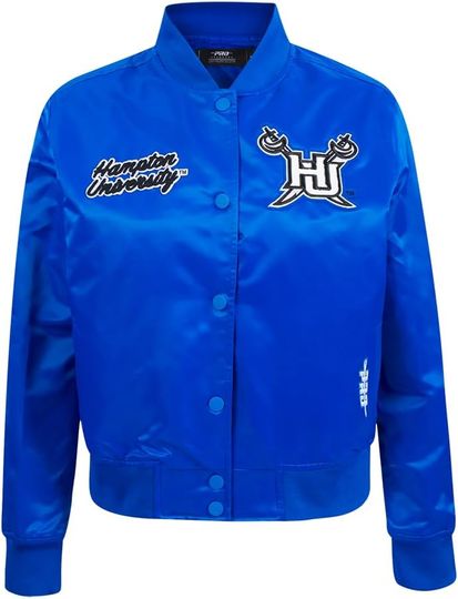 Discover Womens College Hampton University Classic Essentials Jacket Royal Blue, Not Leather, Not Satin, Gift For Fans