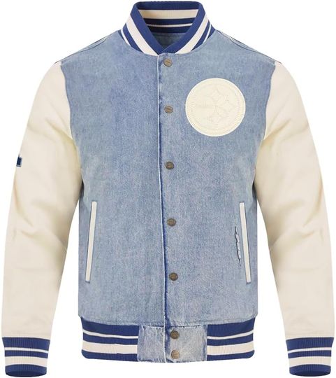 Discover Mens football Pittsburgh Varsity Blues Denim Jacket Denim/Linen