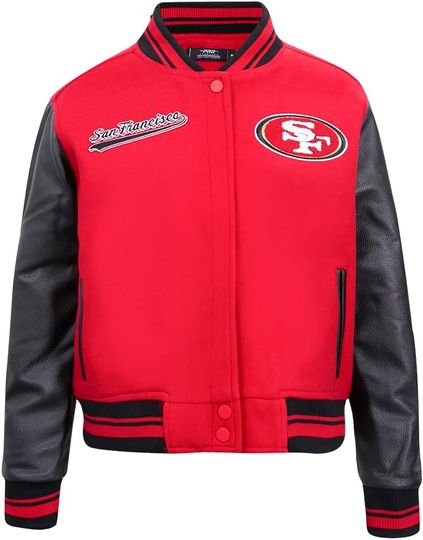 Discover San Francisco Script Tail Varsity Jacket Red/Black , Not Leather, Not Satin, Gift For Fans