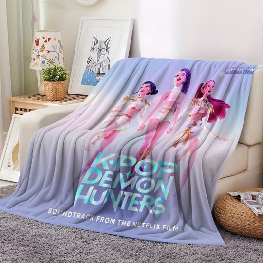 Discover K-Pop Demon Hunters Blanket Hot Anime Flannel Blanket Fan Gift Suitable for Home Leisure Camping Travel Multifunctional Blanket