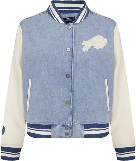 Discover Womens football Buffalo Football Varsity Blues Denim Jacket Denim/Linen