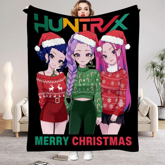 Discover Marry Christmas kpop Demon Hunters Huntrix Blankets Quality Soft Warm Throw Blanket Winter Kids Couch Bed Fluffy Bedspread