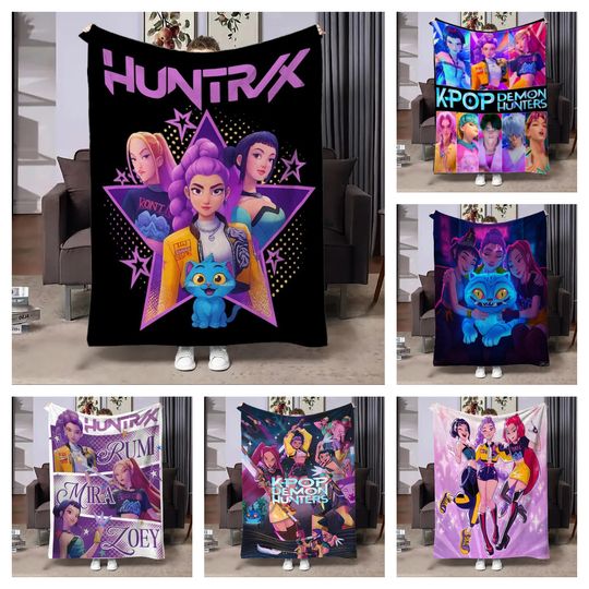 Discover K-Pop D-Demon-Hunters Flannel Blanket Soft Warm Throw Blanket Nap Blanket For Couch Sofa Office Bed Office Camping Travelling