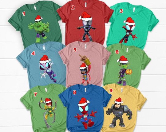 Marvel Spider and amazingfriends Christmas Lights Shirt, Marvel's Spidey and his Amazing Friends Christmas, Marvel Xmas Family Matching Tee