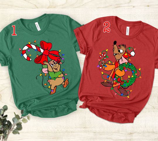 Discover Jaq and Gus Gus Christmas T-Shirt, Cinde Mouse, Matching Xmas Shirt
