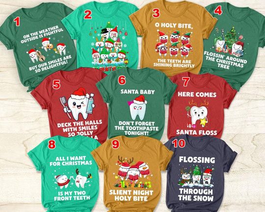 Discover Funny Christmas Dentist T-Shirt, Dental Squad Shirts