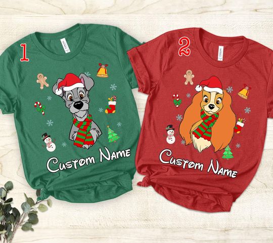 Discover Disney Lady and The Tramp Christmas Costume Shirt, Santa Reindeer Christmas Shirt, Disneyland Xmas Matching Family, Animal Kingdom