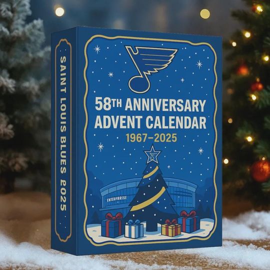 Discover St. Louis Blues 58th Anniversary Advent Calendar 2025 | Go Blues Hockey Ornament Set | Christmas Countdown Gift for NHL Fans and Adults