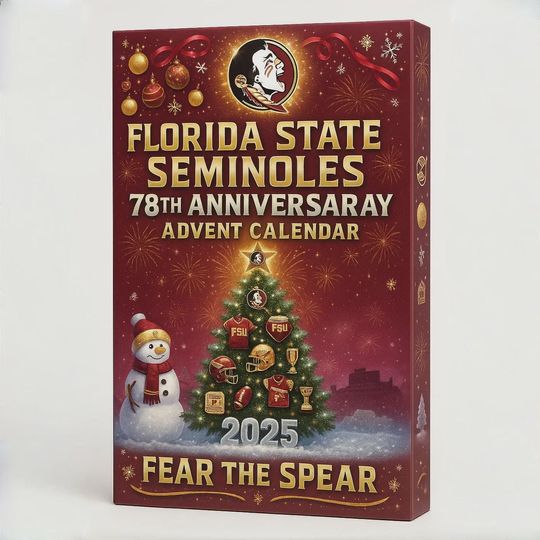 Florida State Seminoles Advent Calendar 2025 | 78th Anniversary Fear The Spear Ornament Set | College Football Gift for Alumni and Fans