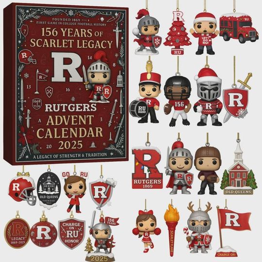 Discover Rutgers Scarlet Knights Advent Calendar 2025 | 156 Years of Scarlet Legacy Ornament Set | Christmas Countdown Gift for Alumni Fans
