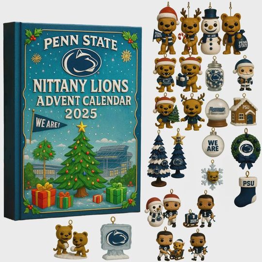 Penn State Nittany Lions Advent Calendar 2025 | 24 Days of WE ARE College Sports Ornament Set | Christmas Countdown Gift for Alumni