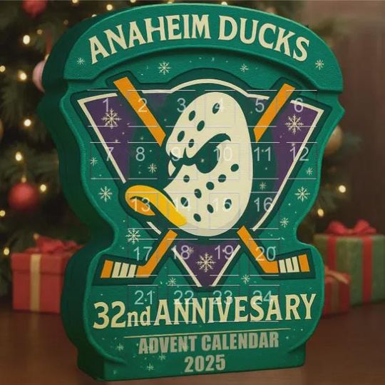 Discover Anaheim Ducks 32nd Anniversary Advent Calendar 2025 | Orange Crush Hockey Ornament Set | Christmas Countdown Gift for Ducks Fans and Adults