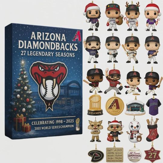 Discover Arizonna Diamondbacks Advent Calendar 2025 | 27 Legendary Seasons MLB Ornament Set | Christmas Gift for D-Backs Baseball Fans