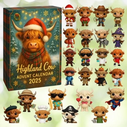 Discover Highland Cow Advent Calendar 2025, 24 Mini Cow Figurines Christmas Countdown, Perfect Cow Lover Gift, Christmas Blind Box, Xmas gift