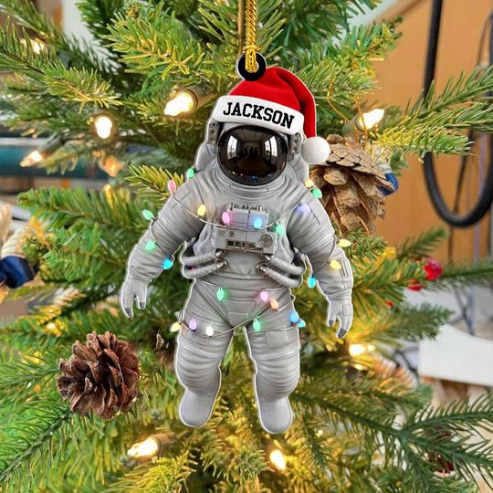 Personalized Astronaut 2D Flat Ornament, Outer Space Ornament, Astronaut Gift, Space Ornament, Rocket Ornament, Solar System Gift