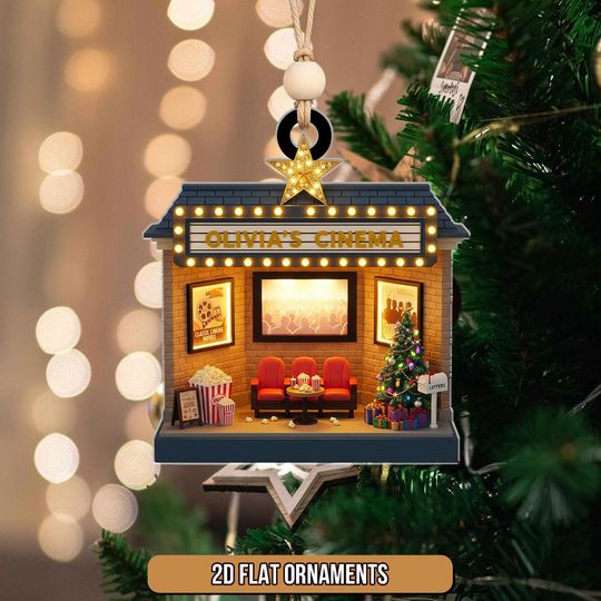 Discover Personalized Family Cinema Christmas Ornament, Home Theater Keepsake, Family Movie Night Gift, Film Lover Decor, Film Lover Decor