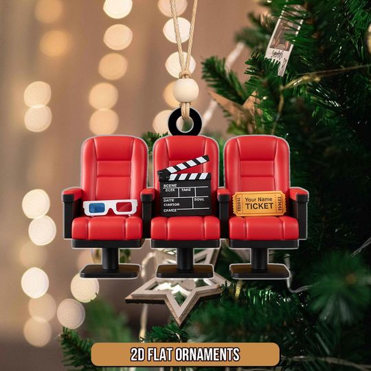 Discover Personalized Movie Theater Chairs Ornament, 2D Acrylic Cinema Gift, Movie Lover Ornament, Gift For Movie Lovers, Film Lover Decor