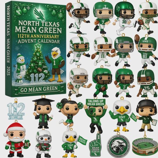 Discover North Texas Mean Green Advent Calendar 2025, UNT 112th Anniversary Merch, Talons Up Football Gift, Christmas for Alumni Dad