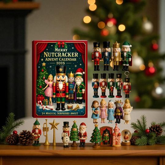 Nutcracker Advent Calendar 2025, 24 Day Christmas Countdown Box, Acrylic Classic Nutcracker Figurines Gift,Holiday Advent Calendar for Decor