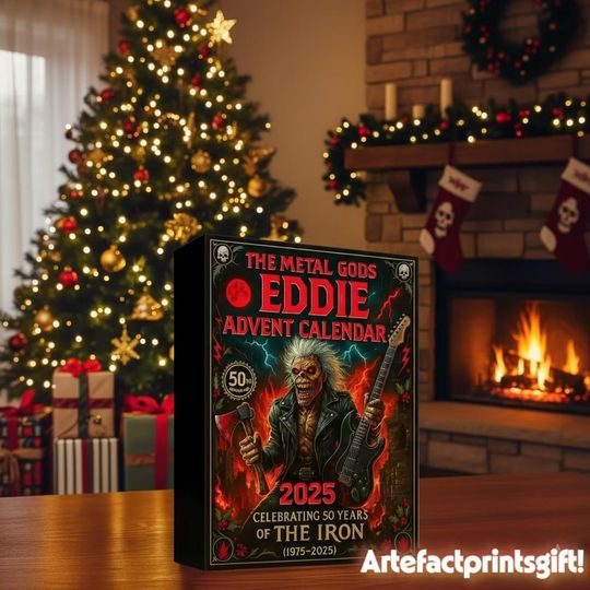 Discover Rock and Metal Eddie Unique Advent Calendar 2025, 24-Day 2D Acrylic Pendant Countdown, Band Keychain Xmas Gift for Metal Music Fans