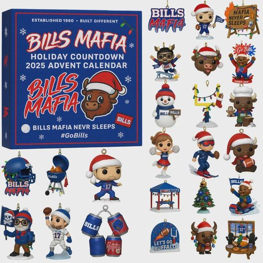 Bills Mafia Holiday Countdown 2025 Advent Calendar | 25 Days of Buffalo Bills Funko Ornaments | football Football Fan Gift for Him Her