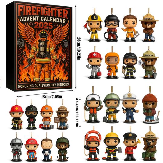 Discover Firefighter Advent Calendar 2025  24 Mini Hero Figures, Christmas Countdown Gift for Firemen Lovers, Emergency Heroes Collectible Set