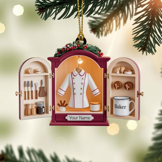Discover Personalized Baker Christmas Ornament, Bakery Kitchen Design, Chef Gift For Bakers, Pastry Lover Ornament Keepsake Decor