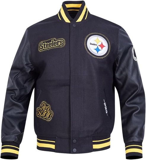 Discover Mens football DIY Pick Stitch Varsity Jacket, Not Leather, Not Satin, Gift For Fans
