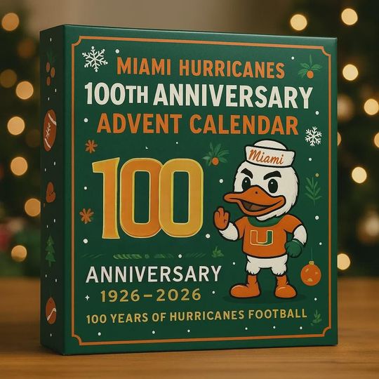 Discover Miami 100th Anniversary Advent Calendar 2025 | 5X National Champions Football Ornament Set | Christmas Gift for Alumni