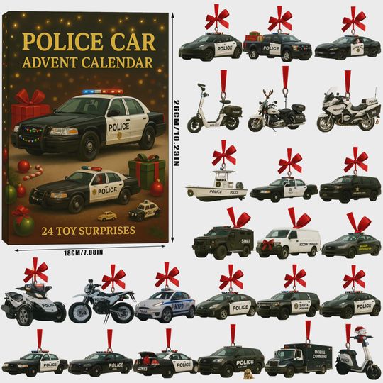 Discover Police Car Advent Calendar 2025 24 Toy Surprises for Kids | Christmas Countdown Gift for Boys Who Love Car