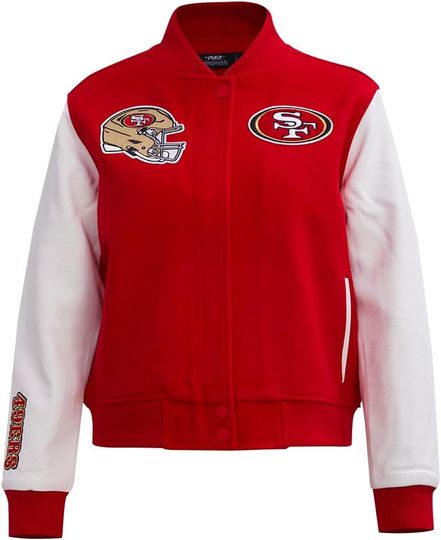 San Francisco Football Classic Varsity Jacket Red/White, Not Leather, Not Satin, Gift For Fans