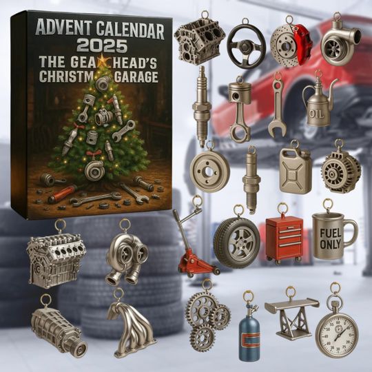 Discover Gearhead's Garage Advent Calendar 2025, 2025 Mechanic Advent Calendar, Christmas Gift for Mechanics & Car Guys, Car Parts Holiday Countdown
