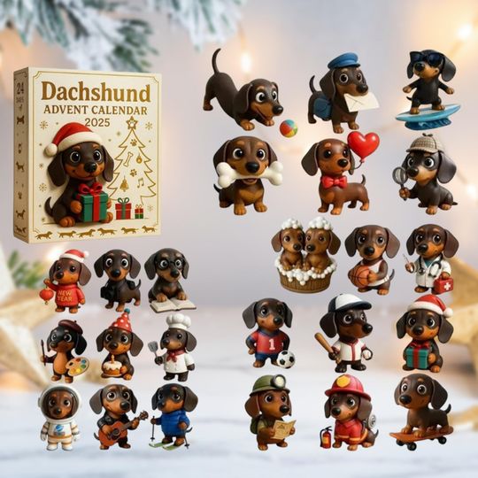Discover Dachshund Advent Calendar 2025, Christmas Advent Calendar with Dachshund Dog Ornaments, Dachshund Xmas Countdown Calendar