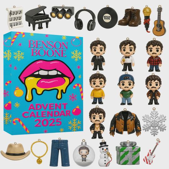 Discover Benson Advent Calendar 2025  24 Music Mini Figures & Ornaments, Pop Star Christmas Countdown Gift, Limited Collectors Box