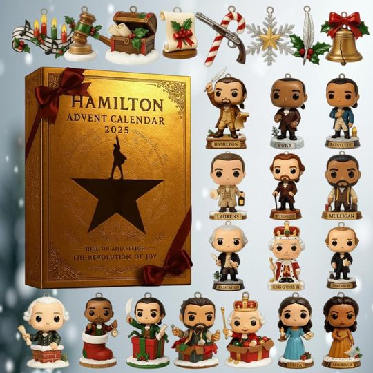 Discover Hamilton Advent Calendar 2025, Musical Collectible Ornaments, 24-Day Christmas Countdown, Broadway Gift for Fans & Holiday Decor
