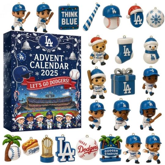 Los Angeles Dodgers Lets Go Dodgers Advent Calendar 2025, Christmas Countdown Advent Calendar Gift Box With 24 Acrylic Ornaments
