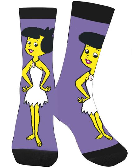 Betty Rubble the Flintstones Cartoon Character Crew Cotton Socks | Cute, Novelty and Fun |