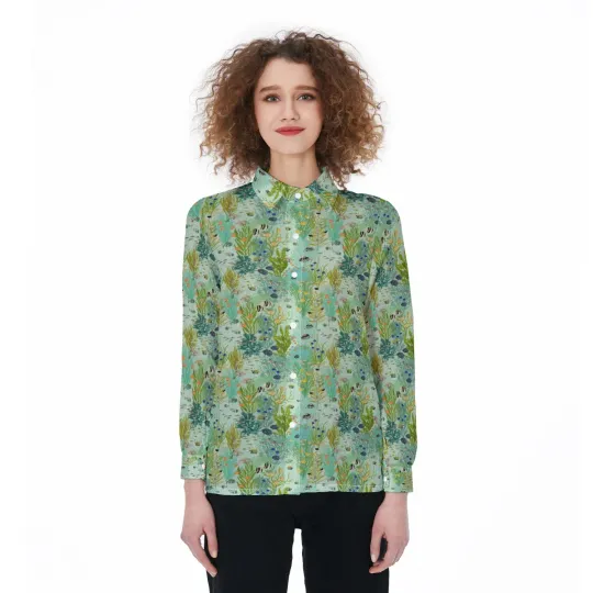 Fish Ocean Hawaiian Shirt, Sea Life Hawaiian Shirt, Sea Creatures Love Casual Shirt, Nature Women Shirt, Vacation Gift