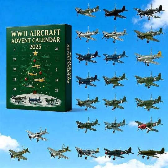 Discover Aircraft Advent Calendar 2025 - 24 Mini Acrylic Items, Fighter Countdown Surprise Gift for Aviation Lovers & Military History Fans